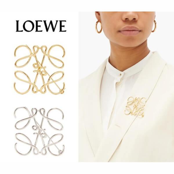 ロエベ ブローチ 偽物◆LOEWE Anagram アナグラム ブローチ 111.27.027